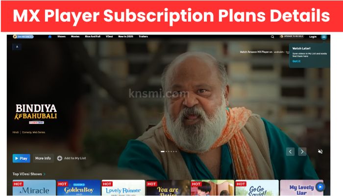 MX Player Subscription Plans Details